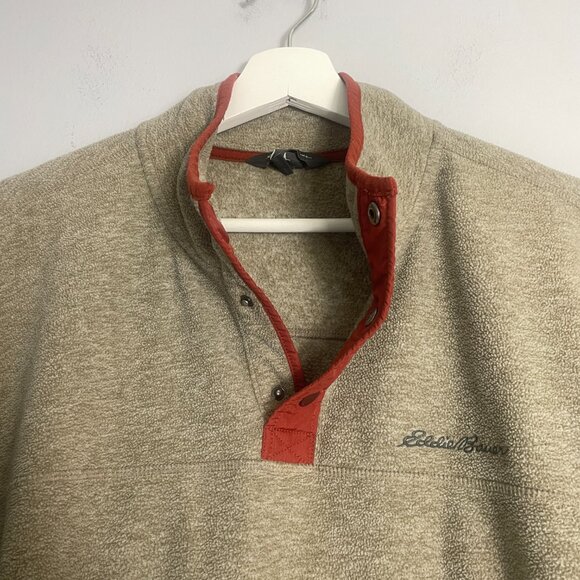 Eddie Bauer Men's Brown Snap Fleece Pullover Sweater Size Large Outdoors - Picture 4 of 9